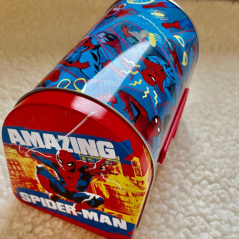 Marvel Spider-Man Mini Tin Mailbox Red Blue Superhero Storage Box Tin Box Co